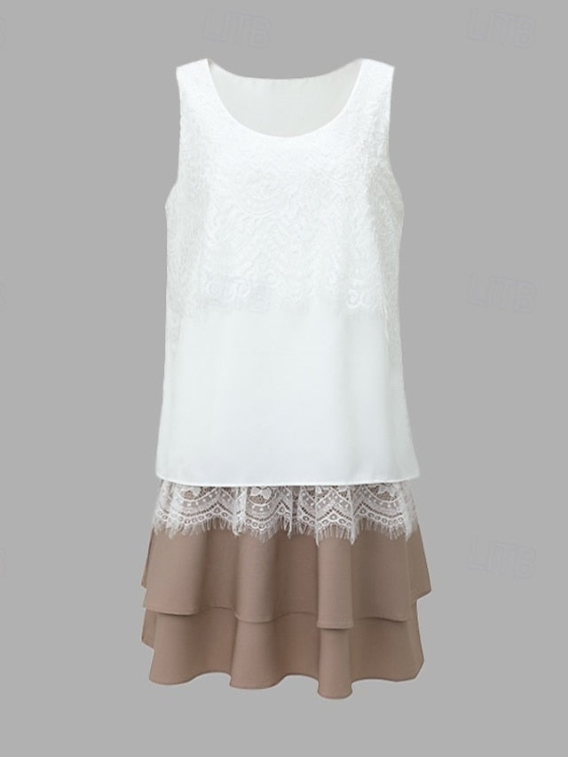 Women's White Bohemian Dress Lace Dress Detailed Layered