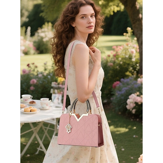 Handbag Faux with Elegant – Women's Pendant Pearl Leather