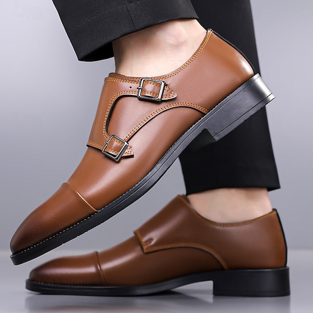Shoes Men's Double – Dress Leather Monk Elegant Strap