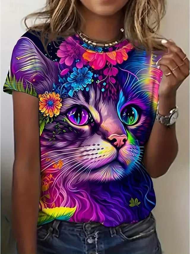 Women's T Shirt Graphic Animal Leopard Vintage Stylish