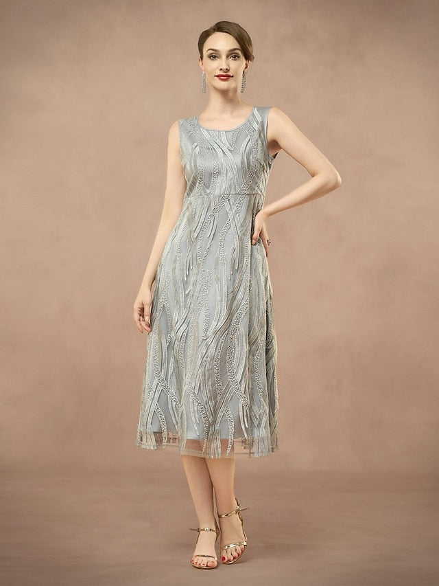 Elegant Pieces the of Mother Two A-Line Dress Neck Bride Jewel