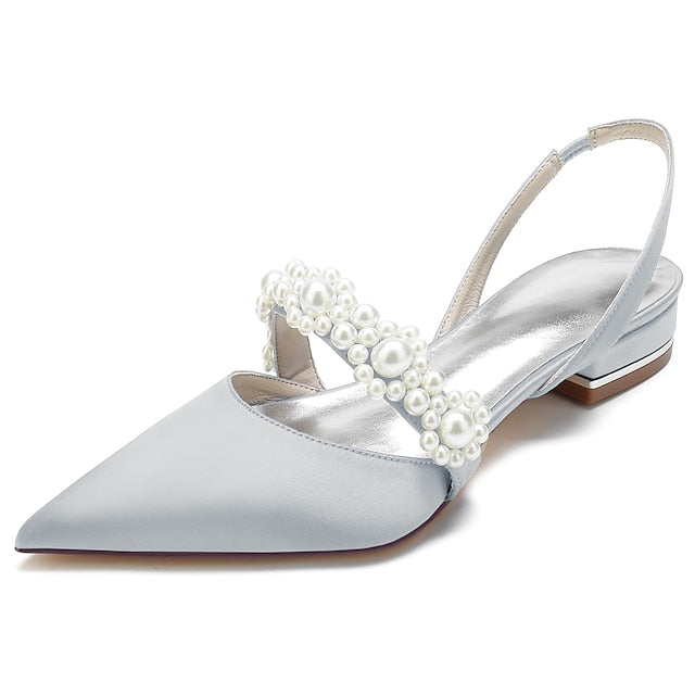 with Pearl White Elegant Satin Women's Shoes Dress