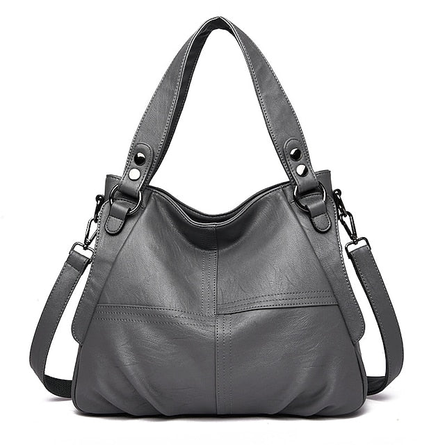 Women's Faux Leather – Burgundy Bag Large Shoulder