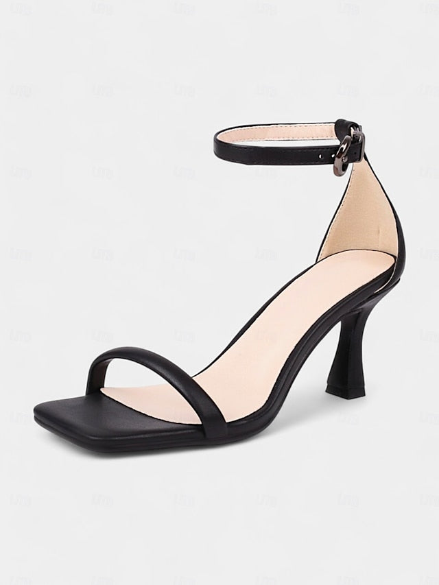 Strap Ankle Green Minimalist Sandals - Women for Mid-Heel Sleek