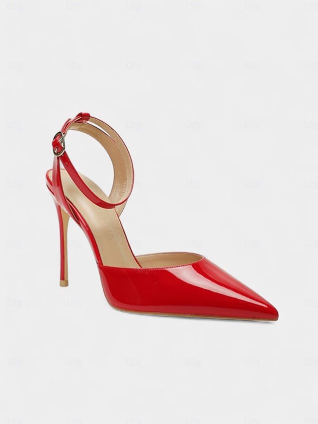 Stiletto Heels - Slingback Patent Nude Leather Women's