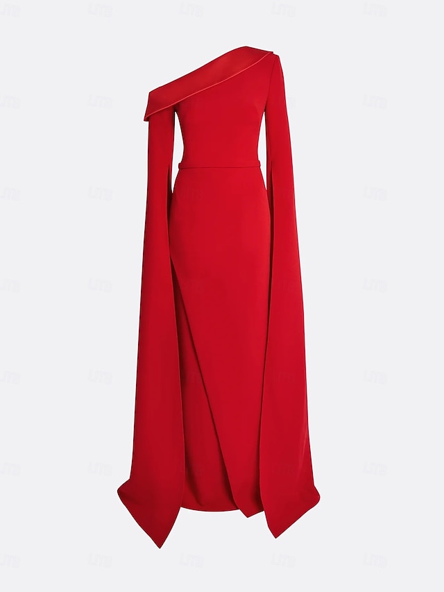 Red Dress Evening Sheath Black Formal / Column Gown Elegant