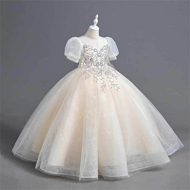 Party Dress Girl Girls' Solid Flower Color Kids