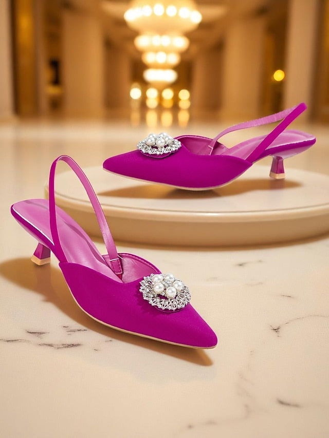 with Slingback Women's Pumps and Blue Satin Pearl
