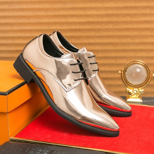 for Formal Shoes Glossy Leather Patent – Green Lace-Up Men