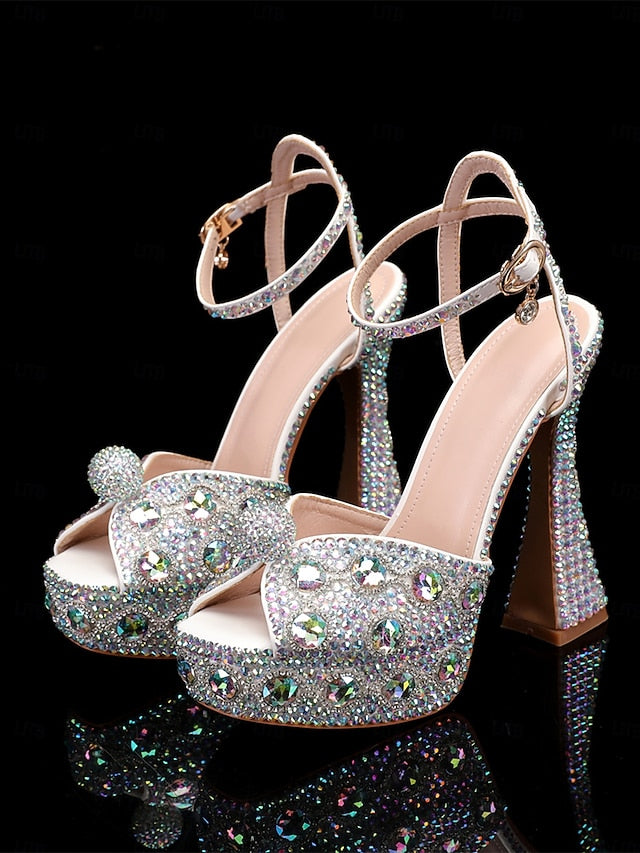 Women's Crystal-Embellished with Platform Sandals Glamorous
