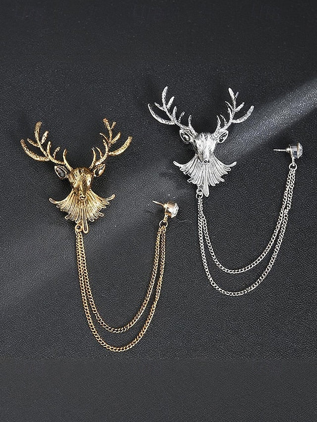 Brooch Deer Men's Lapel Pin Christmas with