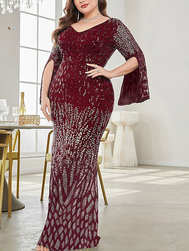 Dress Curve Elegant Mother Size Party Bride of Plus V the