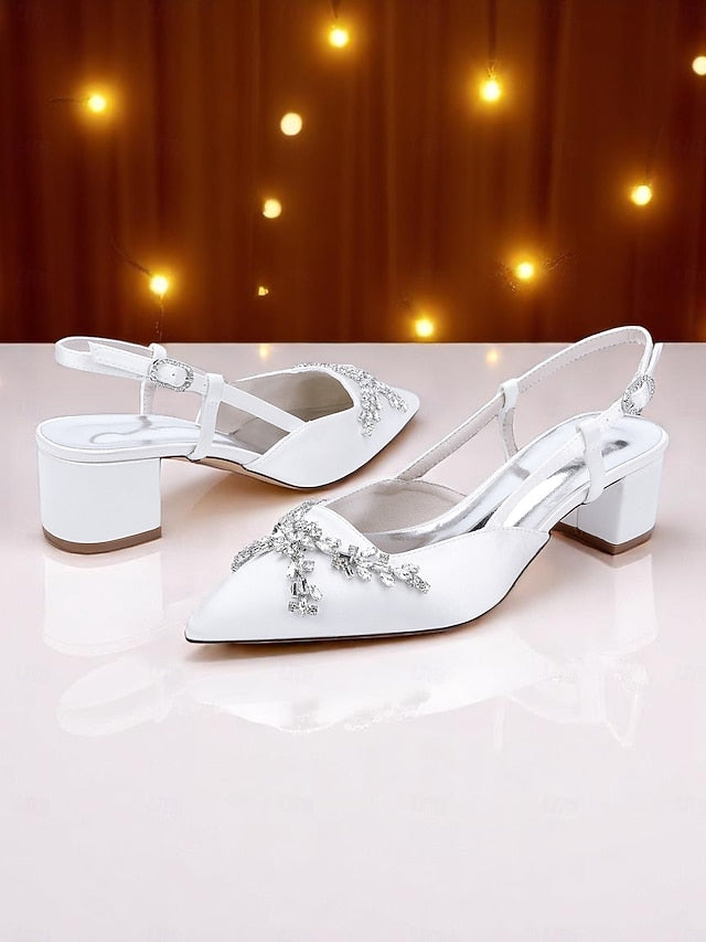 Satin Heels Black Women's Slingback