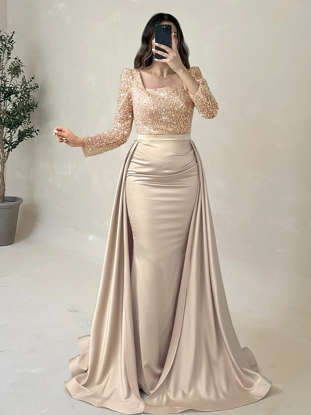 Gown Length Long Elegant Evening Formal Dress Floor Mermaid