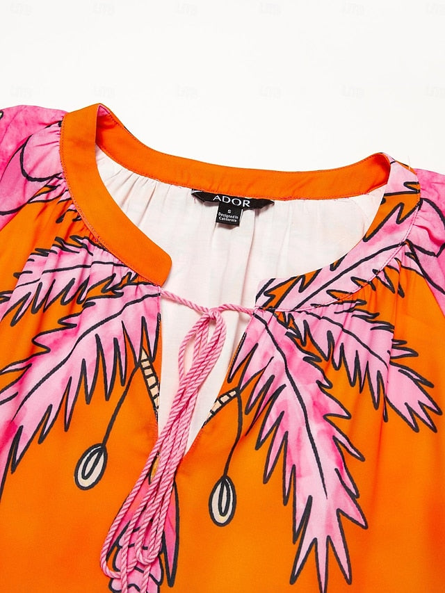 Chiffon V Neck Plant String Maxi Dress