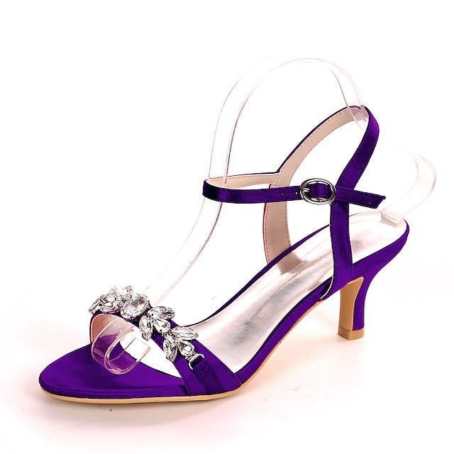 Silver Sandals Heeled Elegant Women's – Rhinestone