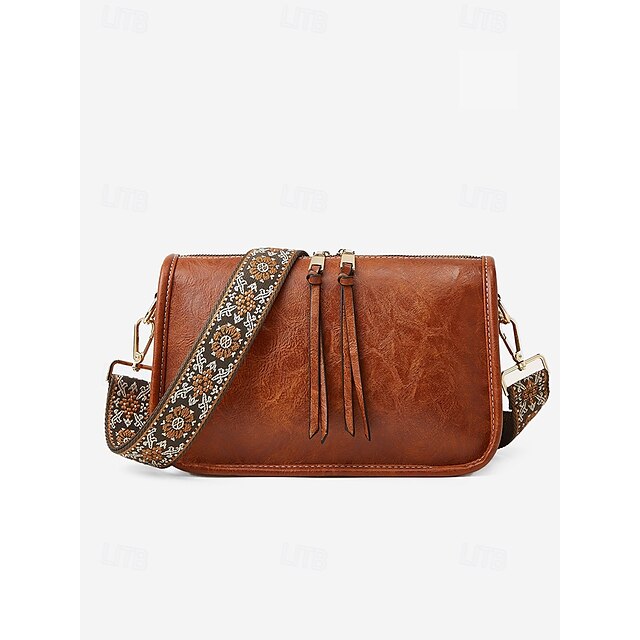 Tasche Verstellbare Leder Braun Faux Damen Schulter mit