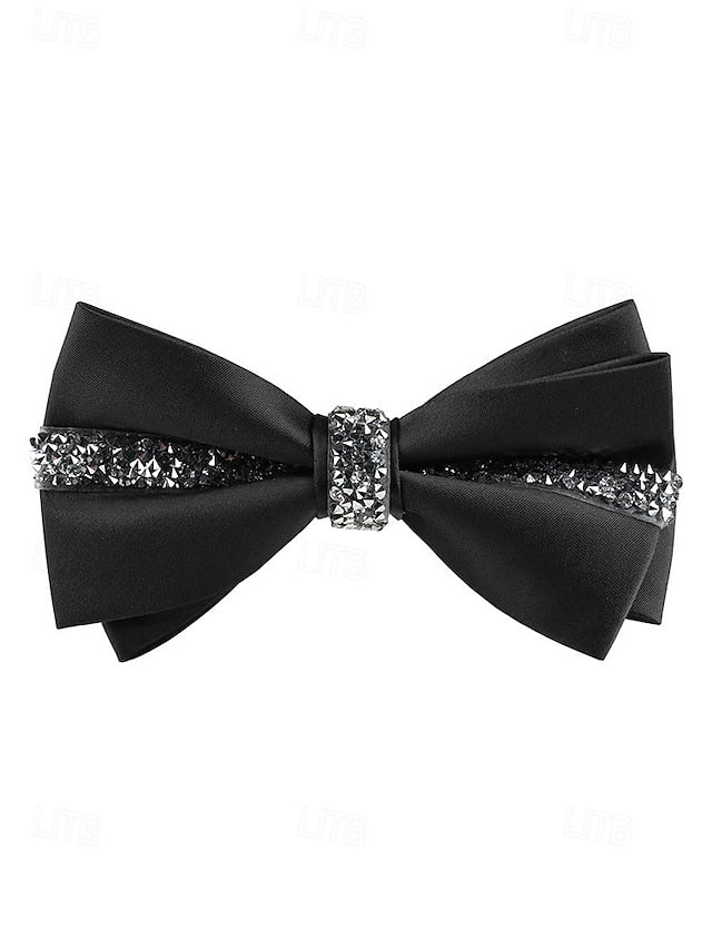 with Crystal Embellishment Bow Burgundy Tie – Satin Elegant