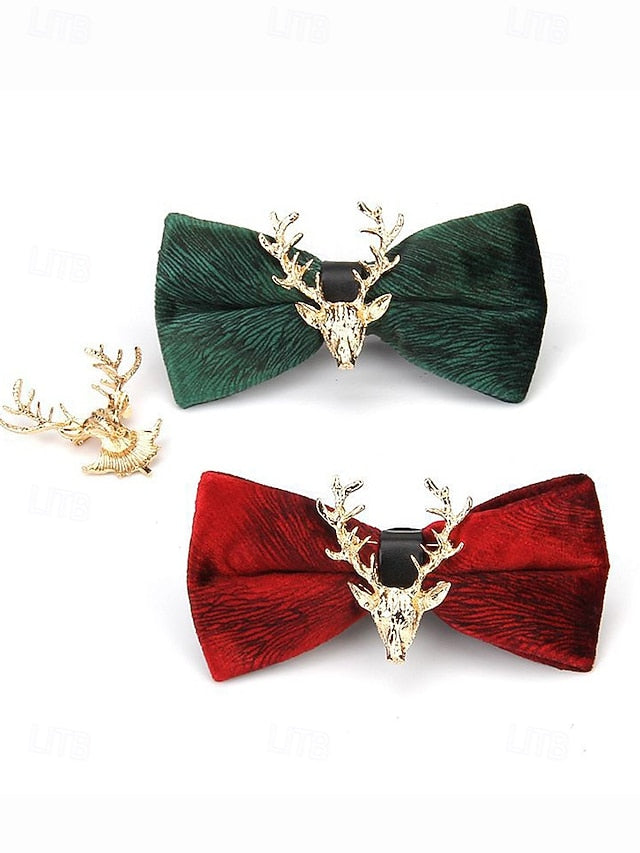 Gold Tie Pin Head Velvet with Men's Bow Deer