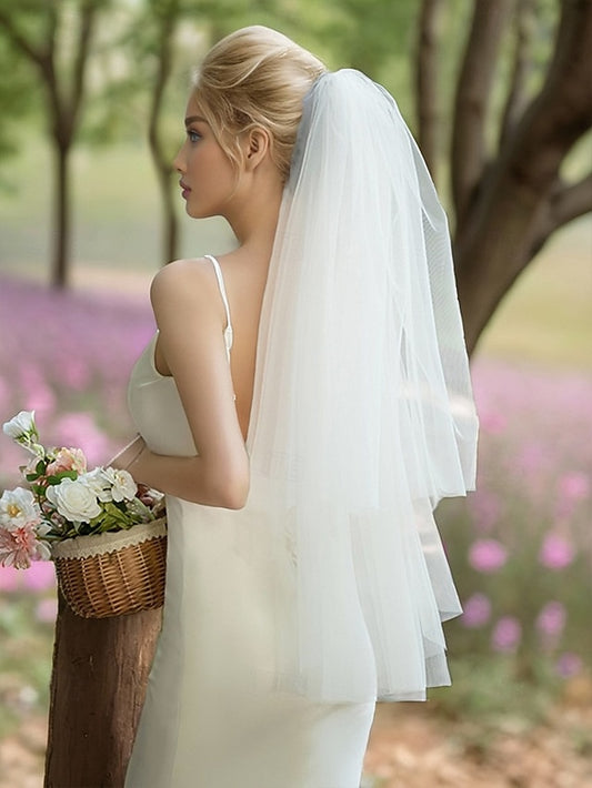 Veil Bridal Soft with – Tulle Elegant Classic Two-Layer