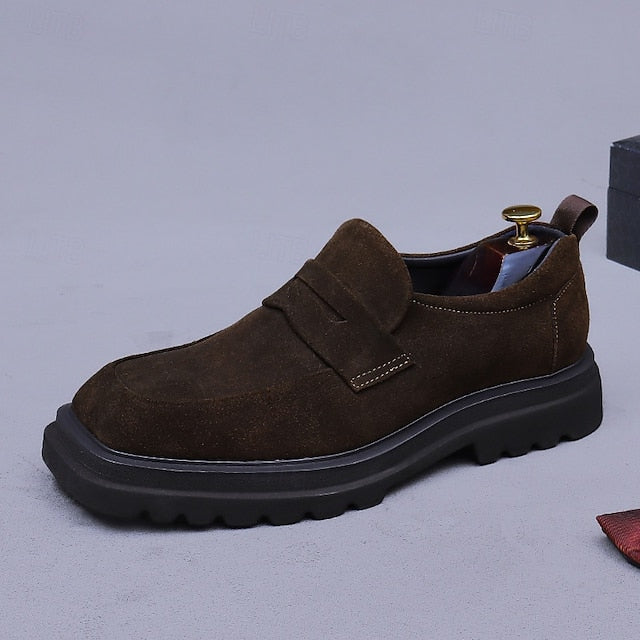-Classic Leather Suede Cowhide Loafers Men's Business