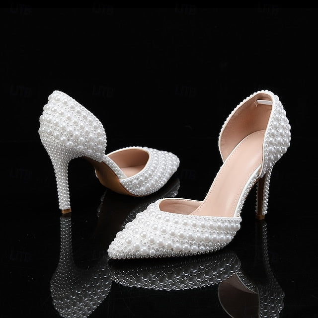 Clutch and Set – Heels Stiletto Pearl White Women's Bag