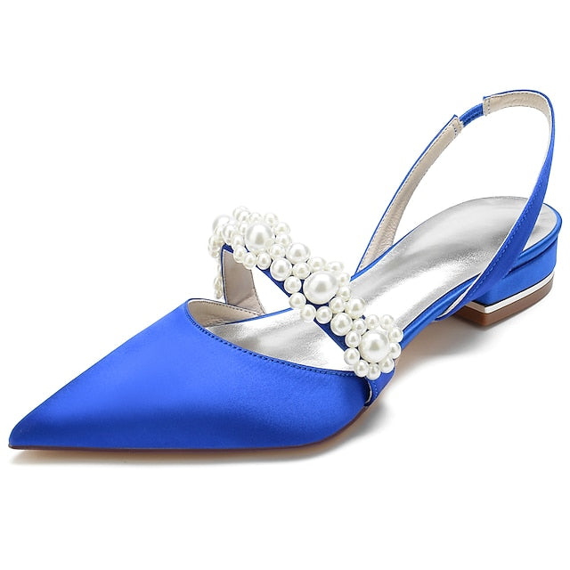 with Pearl White Elegant Satin Women's Shoes Dress