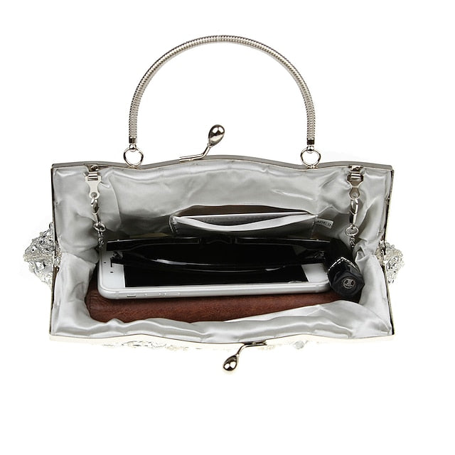 Vintage White Evening Beaded – Purse Women's Clutch