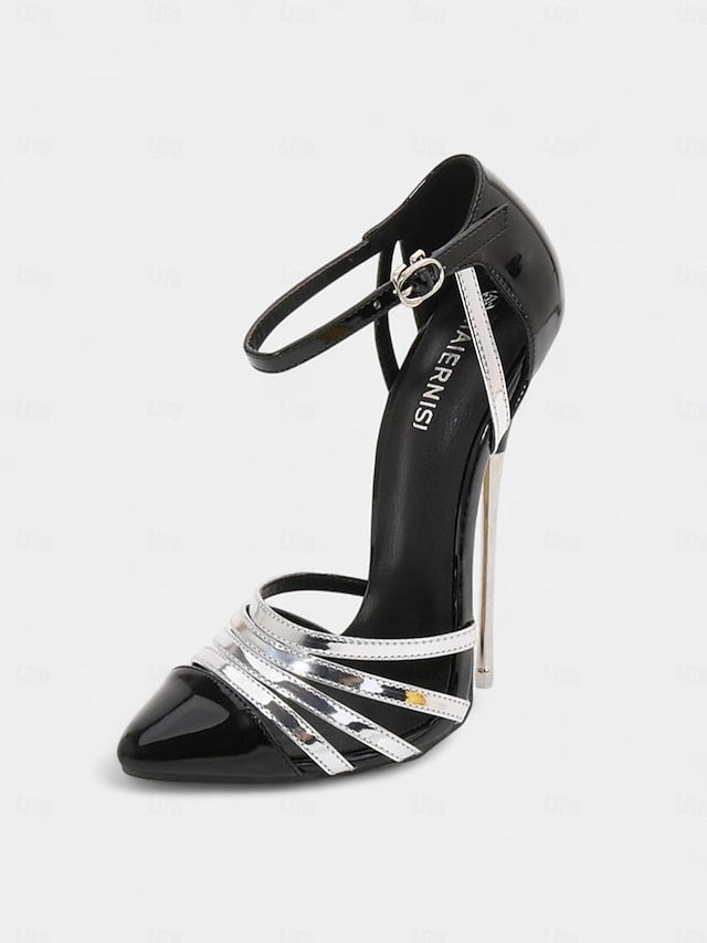 Women's Leather Patent Heels Stiletto and - Black Red