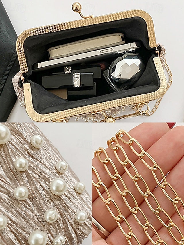 Clutch Elegant Evening – Women's Bag Beaded Pearl Vintage