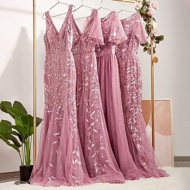 Mermaid Evening Gown Sequin Elegant Dress Wedding Guest Prom