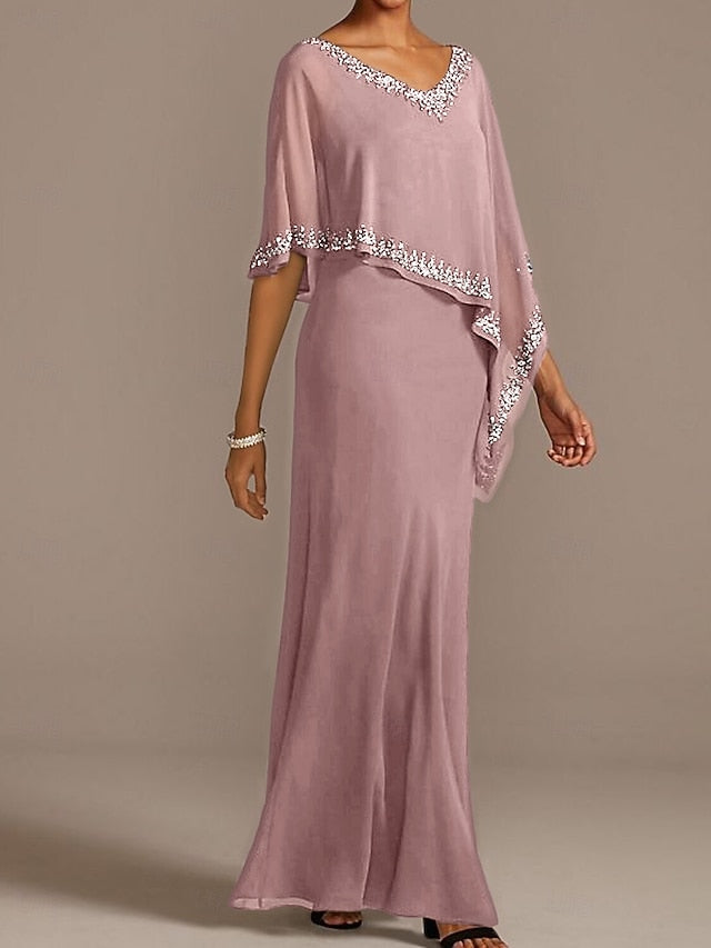 Bride V Mother the Wedding Sheath Elegant Guest Dress Neck of