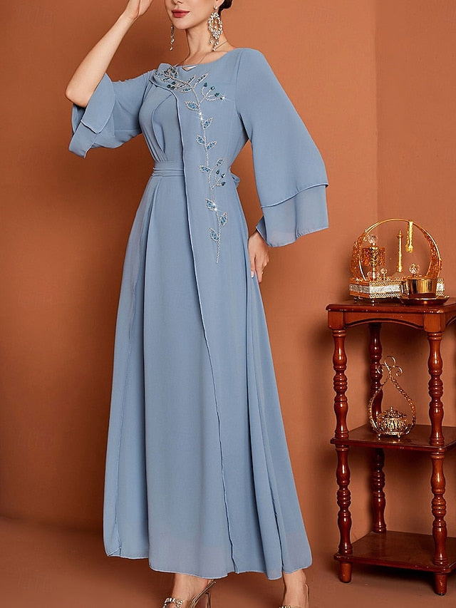 the Dress Floor Bride V of Length Elegant A-Line Mother Neck