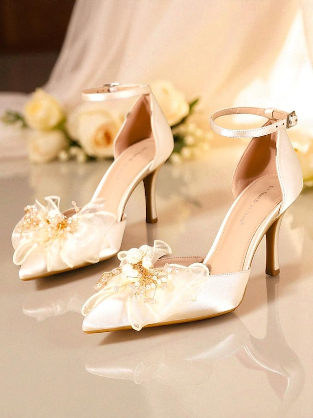Strap Satin Ankle Pumps Bridal Elegant - Heels Women's with