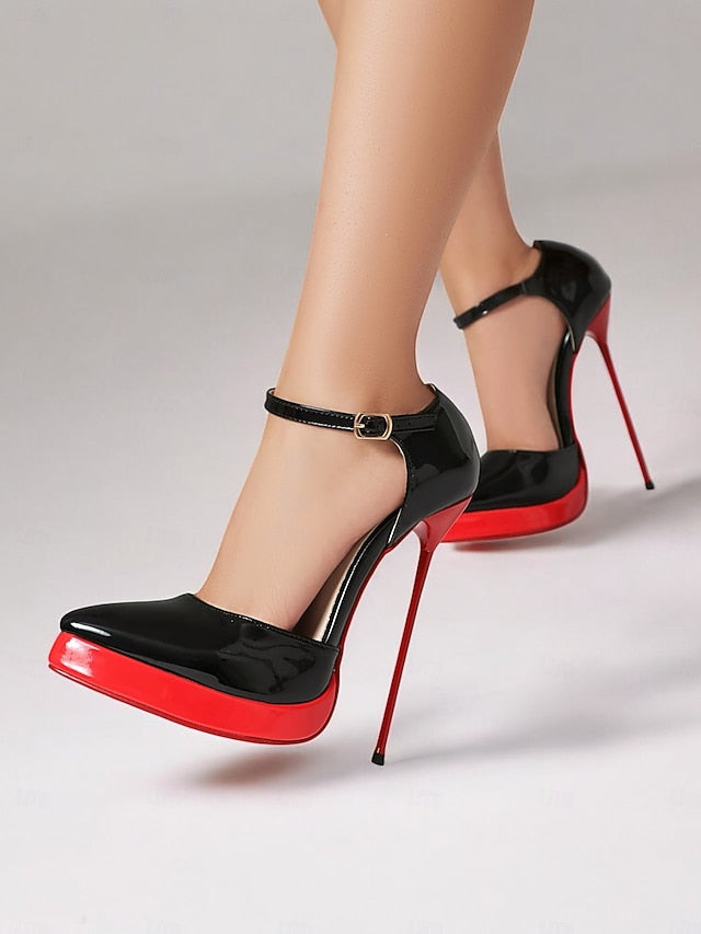 Leather Red Platform Patent and Stiletto Women's Black