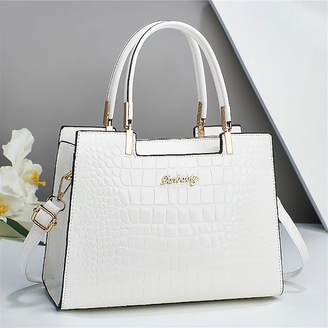 Sac à main élégant en cuir pour femme à motif crocodile noir |