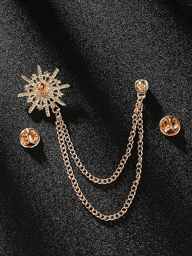 Star Elegant Crystal Stylish – with Lapel Chains Gold Pin