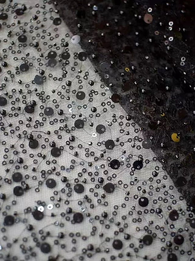 Carnival Formal Dress Sequined Elegant A-Line Black Gown Evening