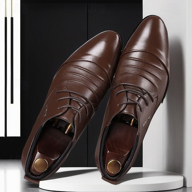 White for Men's - Shoes Elegant Lace-Up Dress Formal