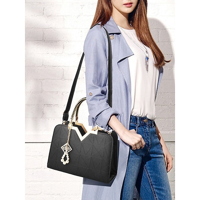 Handbag Faux with Elegant – Women's Pendant Pearl Leather