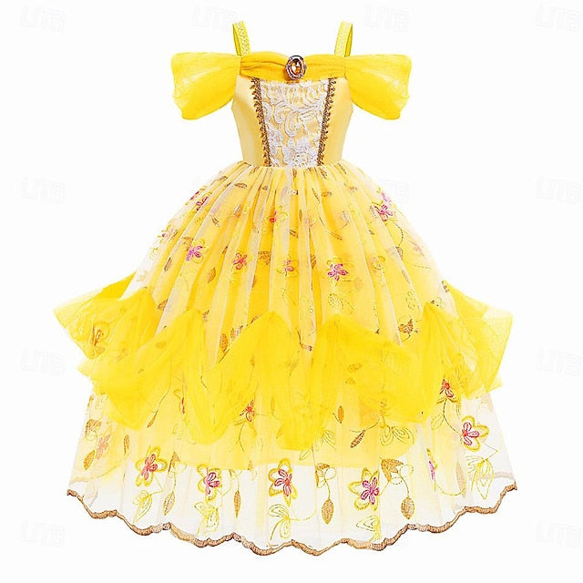 Flower Beauty Girl Princess Cute Dress and Belle Beast the