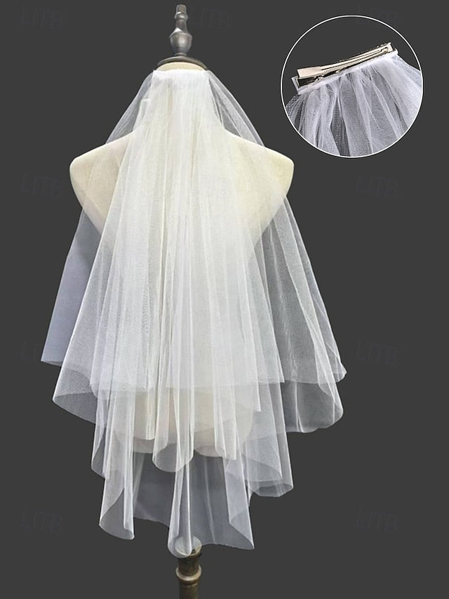 Veil Bridal Soft with – Tulle Elegant Classic Two-Layer