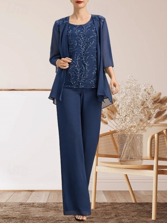 the Mother Guest of Wedding Pantsuit Dress Bride Elegant Piece 3