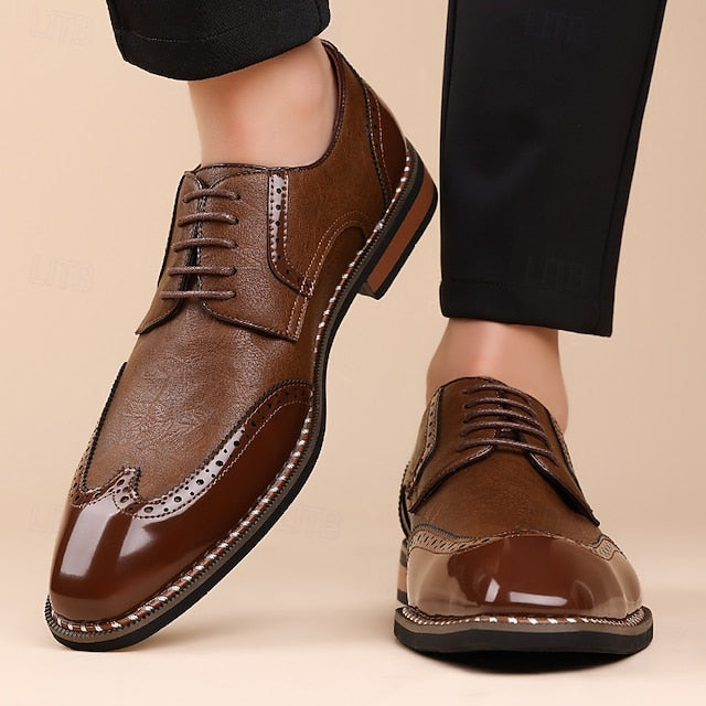 Faux Leather Shoes and White Oxford Wingtip Burgundy Men's