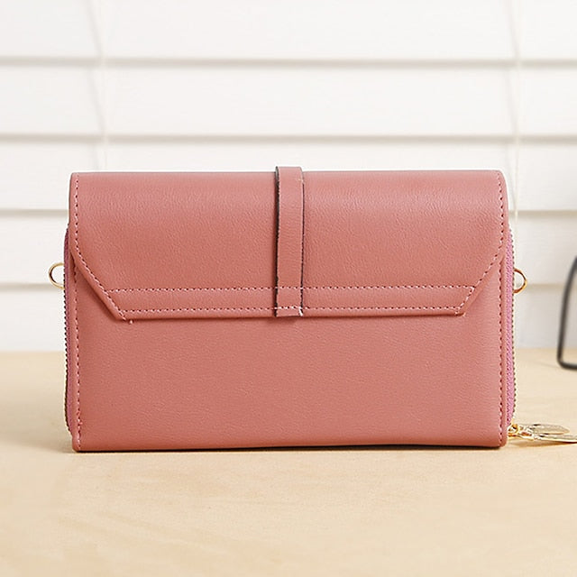 Sac à bandoulière en PU pour téléphone portable, portefeuille en cuir pour femme