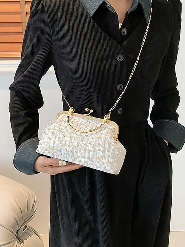 Clutch Elegant Evening – Women's Bag Beaded Pearl Vintage