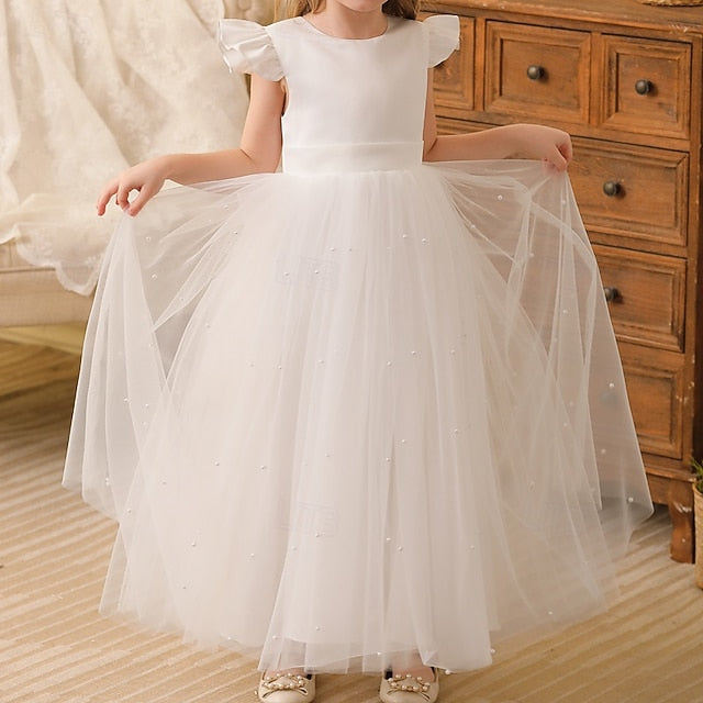 Solid Party Color Kids Dress Girl Flower Girls'