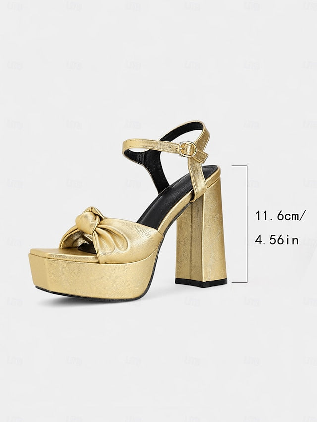Women's High Heel - Sandals Platform Block Gold Chunky