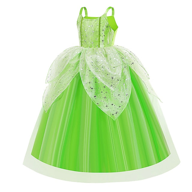 Theme Flower Girl Tiana Fairytale Tinker Bell Dress Princess
