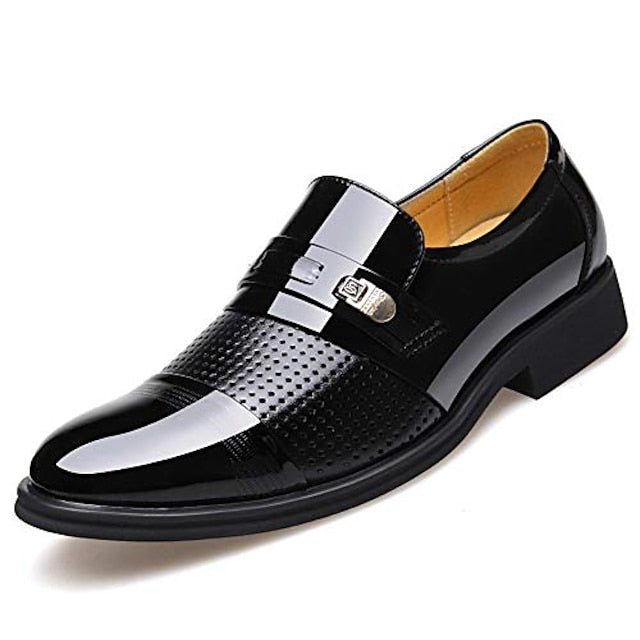 Patent Leather Dress Faux Brown Loafers with Men's